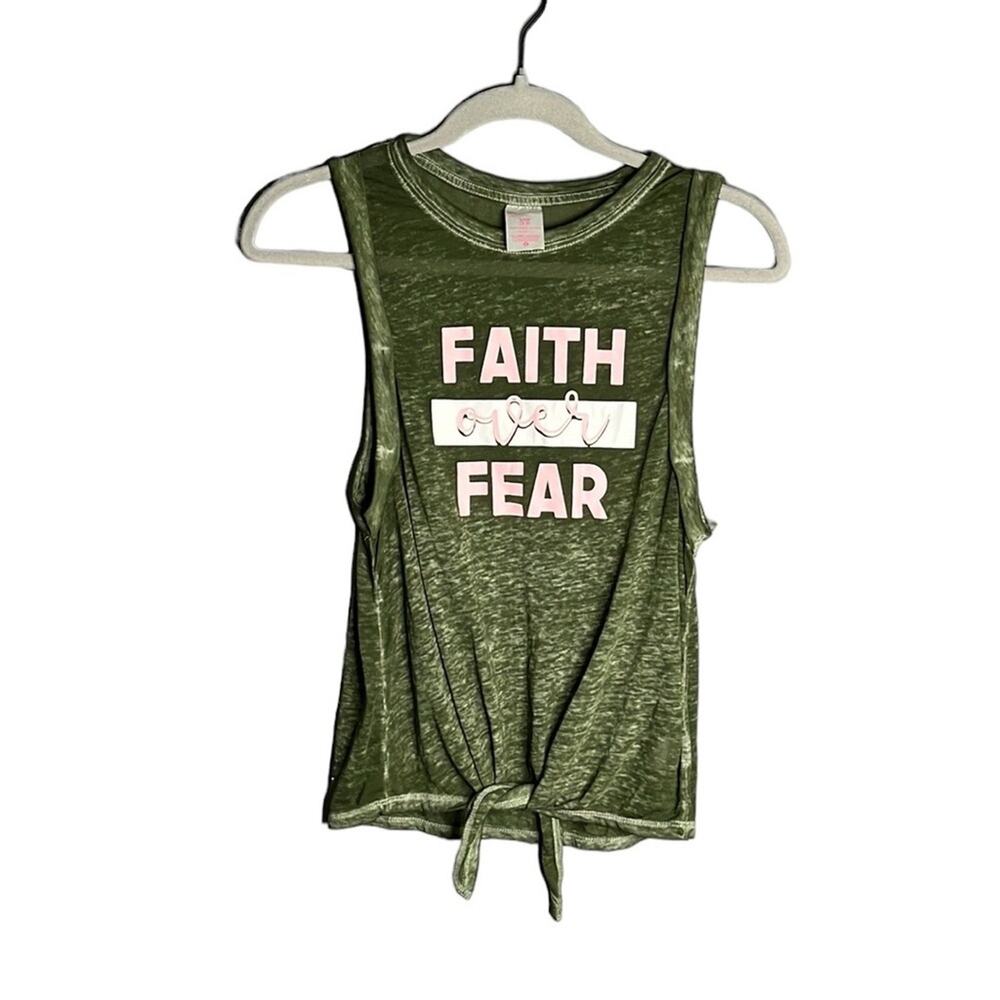 No Boundaries Green Graphic Workout Tank Top Small